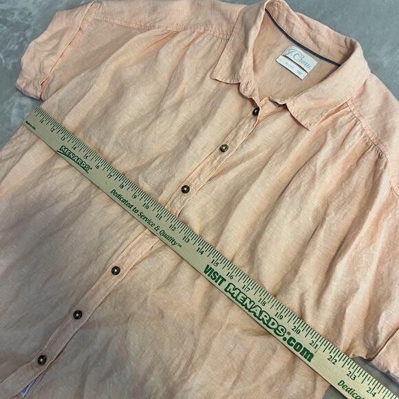 J Crew Top Womens Large Peach Baird Mcnutt Irish Linen Relaxed Coastal Preppy - Picture 6 of 11